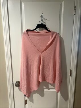Pink Women's Poncho Shrug - Lightweight V-Neck